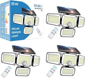 HYBEC-potente solare LED faretti da giardino con sensore di movimento, illuminazione automatica esterna per percorsi e giardini - Product Image 1