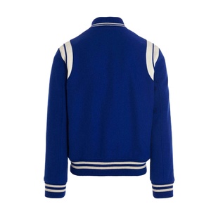 Veste de baseball varsity pour homme, coupe ajustée, col montant, broderie chenille, manches longues, couleur personnalisée OEM, style streetwear. - Product Image 3