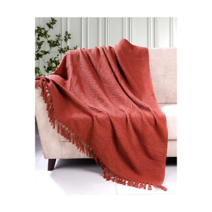 Jeté de lit respirant en mélange acrylique 70x90 pouces, tissage slub avec coins à pompons, choix de qualité export pour les acheteurs de décoration intérieure mondiaux - Product Image 5