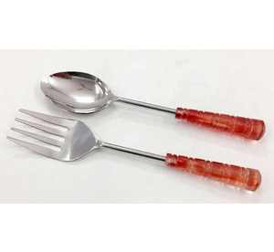 Vendeur d'usine direct ensemble de serveurs à salade en acier inoxydable avec poignée en acrylique outil de cuisine outils de service vaisselle couverts ustensiles - Product Image 5