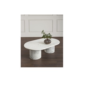 Meubles de restaurant de luxe créatifs de couleur blanche cuisine art style unique table à manger en fibre de verre ensemble table d'appoint - Product Image 1
