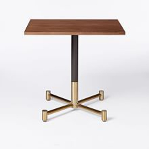 Table basse de salle à manger en bois de noyer foncé carré moderne en gros avec piédestal en fer et base en finition laiton pour café, restaurant, maison - Product Image 1