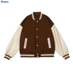 Veste universitaire en cuir à manches en cuir BOBBIN INDUSTRIES BI-27, broderie machine, tissu en toile matelassé, hiver - Product Image 2