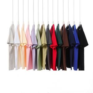 T-shirt décontracté 100% coton épais pour hommes Épaule tombante Col rond T-shirt uni surdimensionné T-shirt ample pour hommes - Product Image 2