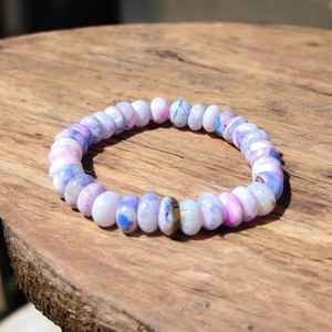 Estilo bohemio para mujer, 7-8mm, piedras preciosas naturales, Ópalo púrpura, cuentas elásticas para pulsera para aniversarios de resorts de playa de verano - Product Image 2