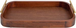 Plateau de rangement ovale en bois massif de luxe avec élégantes poignées en laiton, bord profond, finition lisse, pour cuisine, salle à manger, table basse, décoration intérieure - Product Image 2