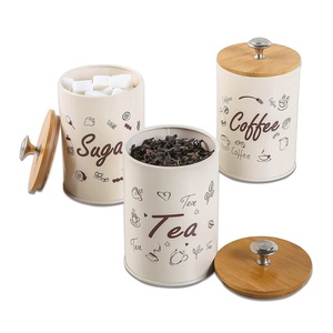 Ensemble de quatre bidons en métal de forme ronde Boîte de rangement faite à la main de qualité supérieure bidon en métal de luxe de concepteur de forme ronde - Product Image 3