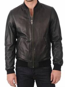 Veste de motard en cuir véritable pour homme, coupe slim, respirante, style vintage, noire, hiver - Product Image 5