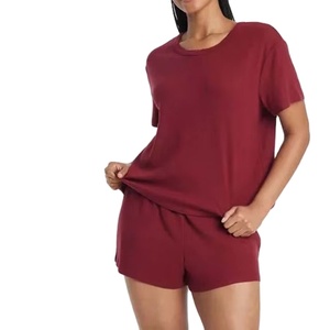 Vente en gros 100% coton Ensemble short deux pièces pour femmes Respirant et doux Ensembles courts pour femmes d'été - Product Image 2