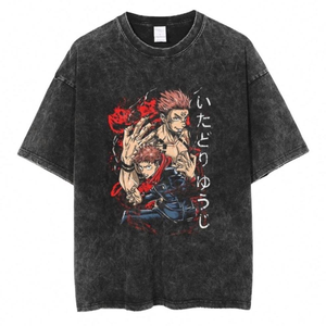 เสื้อยืดลายอนิเมะผู้ชายใหม่ปี 2026 เสื้อยืดฮิปฮอปสตรีทแวร์ ผ้าฝ้ายซักนุ่มสบาย ทรงโอเวอร์ไซส์ เสื้อยืดผู้ชาย - Product Image 1