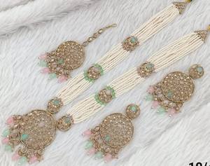 Plaqué or antique magnifique magnifique zircon cubique cristal balancent longue goutte collier de mariage ensemble bijoux avec boucle d'oreille pour les femmes - Product Image 1