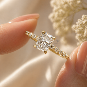 Anillos de Compromiso y Eternidad con Diamantes de Moda, Oro Sólido de 14K, 1CT/2CT/3CT TW, Corte Radiante, Diamantes Cultivados en Laboratorio, Certificados por IGI - Product Image 1