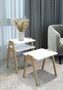 3-Piece <b>Nesting</b> <b>Table</b> Set Modern Stackable Side <b>Tables</b> White - Product Image 6