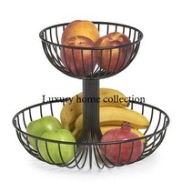 Corbeille à fruits en métal à fil ouvert de style fermier pour stocker des pommes, des oranges, des bananes et plus encore avec un aspect artisanal durable