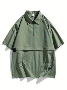 50% ผ้าฝ้าย/ผ้าโพลีเอสเตอร์50% GSM 220สำหรับผู้ชายเสื้อซิป1/4ติดฉลากโลโก้แบบกำหนดเอง - Product Image 2