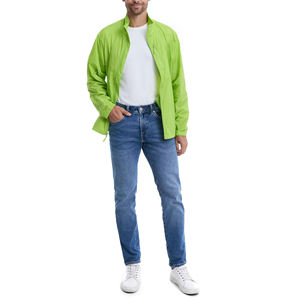 Chaqueta Cortavientos de Algodón 100% para Hombre, Estilo Bomber Varsity de Béisbol, con Cremallera Completa, Transpirable y de Alta Calidad, Color Lima Ácido, Colección Otoño - Product Image 3