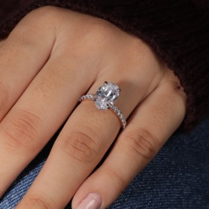 เครื่องประดับที่ดี925แหวนหมั้นแต่งงานเงินสเตอร์ลิงสี D อัญมณี Moissanite VVS 11*7มม. รูปไข่ของขวัญที่ทันสมัย - Product Image 3