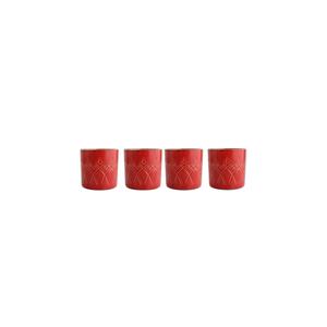 Christina Modern 230cc Red Ceramic Glass Set of 4 Solid Pattern for Parties - Product Image 1