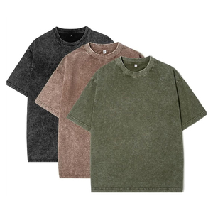Proveedor de confianza de Bangladesh, camisetas informales de gran tamaño lavadas con ácido, camiseta moderna de Algodón 100% con logotipo personalizado para todas las estaciones - Product Image 1