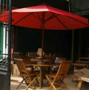 Ensemble de jardin, parasol, table, chaise, ensemble de chaises en bois, table pliante d'extérieur, chaise pliante - Product Image 2