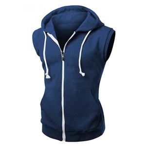 Venta al por mayor de hombres de algodón gimnasio chaleco logotipo personalizado sin mangas entrenamiento ropa deportiva otoño correr sudaderas con capucha con diseño muscular - Product Image 4