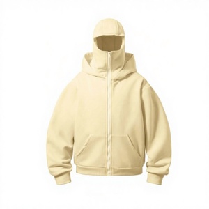 Sweat à capuche zippé en coton épais de qualité supérieure pour homme, coupe ample et oversize, broderie de strass, personnalisation de marque - Product Image 1