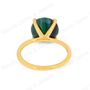 Meilleure vente 10mm Malachite naturelle pierre précieuse à facettes coupe véritable 925 argent or Vermeil éternité femmes bague bijoux de fête - Product Image 6