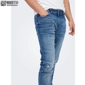 กางเกงยีนส์เดนิมผู้ชายขายส่งจากโรงงาน เนื้อผ้ายืดหยุ่นนุ่มพิเศษ ทรงตรง สไตล์แฟชั่นที่ดีที่สุด รับผลิตแบบ OEM ระบายอากาศได้ดี ปรับแต่งได้ - Product Image 1