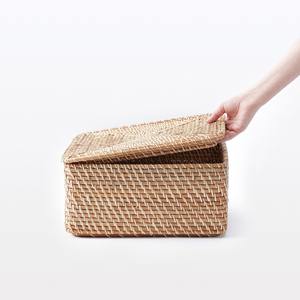 Rattan Basket Square <b>Lid</b> Handmade Storage <b>Box</b> Eco-Friendly Natural Home and Home <b>Decor</b> Wholesale from Vietnam - Product Image 1