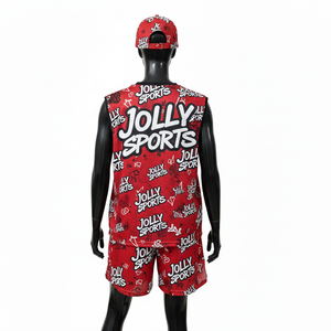 Ensemble de short de basket-ball pour femmes, polyester premium, maille respirante, haut sans manches rouge, short, logo sublimé, ensembles pour femmes, 100% coton - Product Image 2