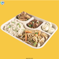 Assiettes jetables en pulpe de canne à sucre biodégradables, écologiques, durables, résistantes à la graisse, blanches, de luxe, avec logo personnalisé, pour l'alimentation scolaire – Meilleur prix