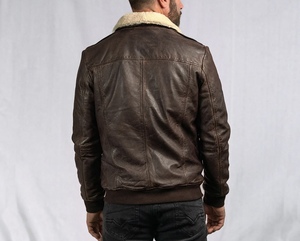 Chaqueta de cuero para hombre de diseño superior 100% de alta calidad con Cuello de piel de manga completa a precio razonable diseño personalizado disponible - Product Image 4