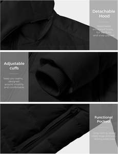 Manteau d'hiver imperméable réversible décontracté pour hommes veste bouffante à fermeture éclair Parka plus épaisse à capuche amovible tissu bulle tricoté - Product Image 6