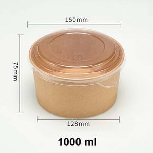 Bol en papier kraft écologique pour nouilles à emporter, soupe et riz avec option d'impression personnalisée - Product Image 2