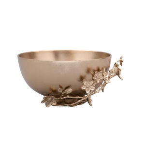 Cuenco de metal de lujo para servir con hojas de ginkgo y soporte de rama para exhibición decorativa de nueces, dulces, aperitivos - Product Image 2