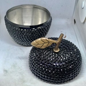 Best Selling Black Shinning Crystal High Quality Shape Candle <b>Jar</b> for Candle Making Decorative Apple - Product Image 4