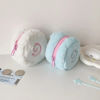Sac à maquillage en peluche miniature mignon en forme d'écouteur, pochette à fermeture éclair légère pour le rangement des cosmétiques, des bijoux et des câbles