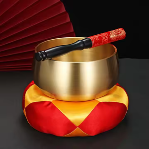 Ensemble de bols chantants tibétains en cuivre de pratique en laiton par Crescent Crafts - Product Image 3