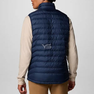 Veste d'hiver sans manches enduite avec fermeture à glissière à col montant coupe-vent et respirant anti-rétrécissement motif solide - Product Image 2