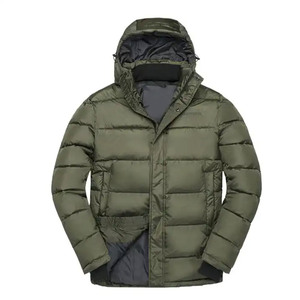 Veste bouffante à capuche résistante à l'eau à manches longues et à fermeture éclair complète - Product Image 1