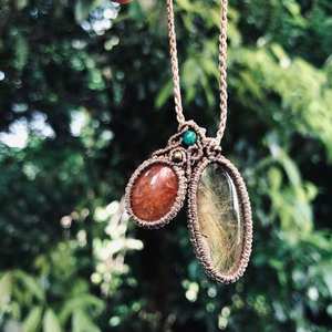 Natural Brass Macrame <b>Black</b> <b>Onyx</b> Statement <b>Necklace</b> Trendy Boho Unisex for Anniversary Gift HARI OM CREATIONS - Product Image 3