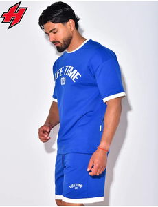 Conjunto de 2 piezas transpirable de verano informal para hombre, camiseta de manga corta y pantalones cortos, traje deportivo de ocio estampado - Product Image 2