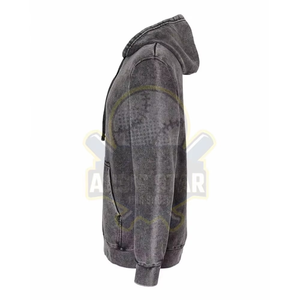 เสื้อฮู้ดของผู้ชายผ้าฝ้าย100% ซักแบบลำลองเสื้อฮู้ดเข้ารูปปกติสำหรับฤดูหนาวสีทึบปรับแต่งได้ - Product Image 5