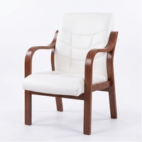 Fauteuil de Direction Ergonomique Traditionnel à Dossier Haut en Cuir PU, Accoudoirs Fixes, Pieds en Bois, Chaise de Bureau Confortable, Usage Commercial