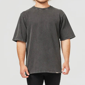 Venta al por mayor de camisetas gráficas personalizadas camisetas impresas de los hombres de impresión de pantalla de seda de la vendimia desgastada lavado ácido camiseta para hombres - Product Image 5