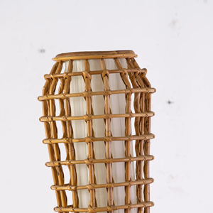 Lámpara de pie de ratán natural de diseño simple, Lámpara decorativa para dormitorio de hotel con pantalla - Product Image 3