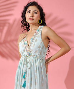 2024 Girls Luxury Lurex Collection For <b>Women</b> High Wasted Long Sleeveless Spaghetti <b>Maxi</b> Frilled Dress - Product Image 6