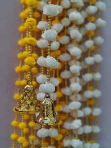 พวงมาลัยปอมปอมปอมดอกไม้โฟมพร้อมกระดิ่งงานแต่งงานอินเดีย Sangeet Diwali คริสมาสต์ฮาลดี้ฮาลดิสำหรับพิธี - Product Image 3