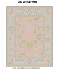 High Quality <b>Hand</b>-Knotted Cotton Rug | Oriental Style Low Pile | Green Muted Geometric Pattern | Non-Slip | 7mm Thickness | - Product Image 3
