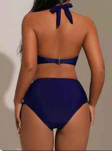 XL XXL Plus Size Reversible Floral Print Jammer Briefs One-Piece Tie Ruffles Beach-Friendly Swim Wear Set Push-Up Bra Animal - Product Image 2